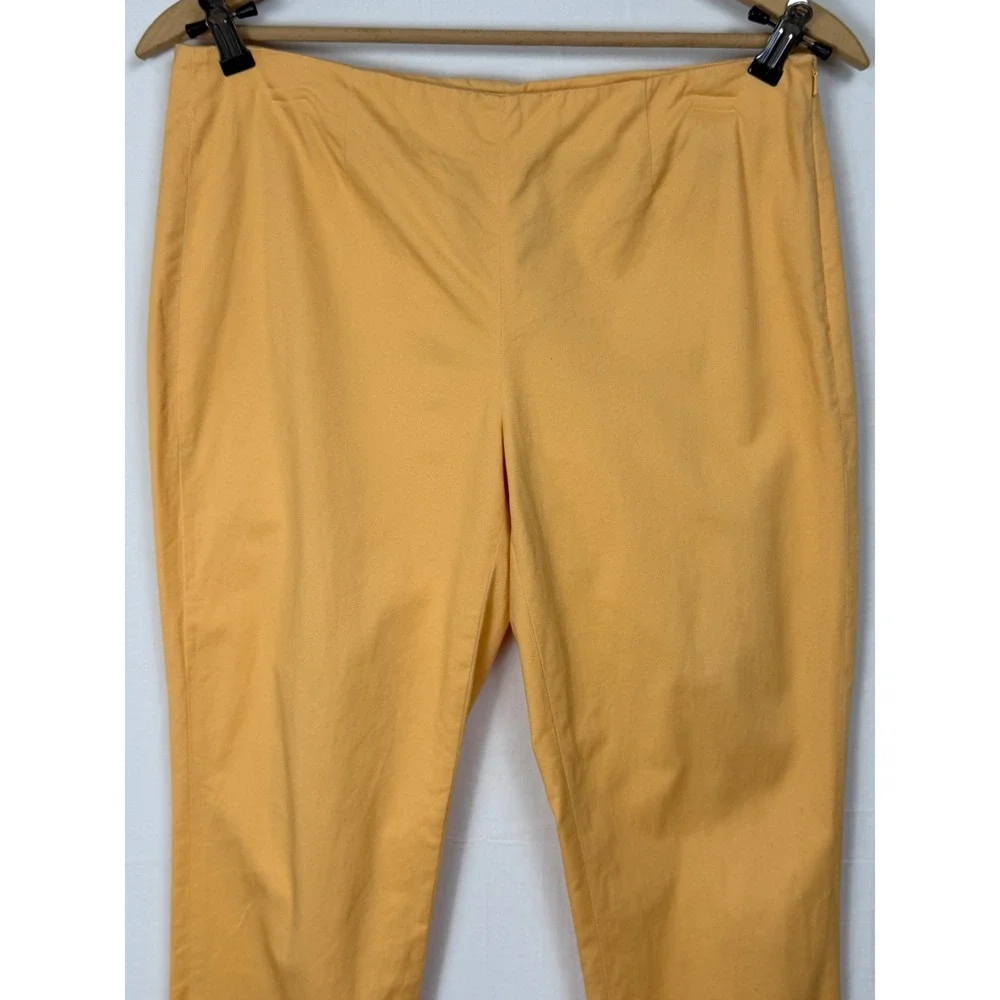 J. Jill Stretch Ankle Pants Womens 8 Yellow Side Zip Cotton Blend Slit Hem